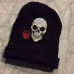 Rose Skull Head Fashion Wool Beanie/New